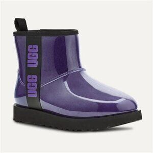 UGG Women Sz 9 Classic Clear Purple Sherpa Lined Clear Mini Boot Ankle Pull On